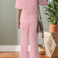 Floral Patch Exposed Seam Raw Edge Pants Set