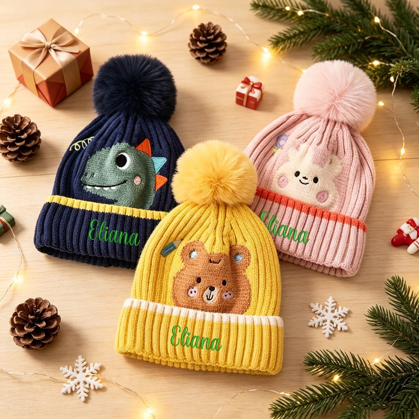 Custom Embroidered Name Thick Knit Hat for Kids