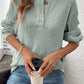 Texture Drop Shoulder Henley Knit Top