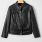Faux Leather Buttoned Front Boxy Jacket
