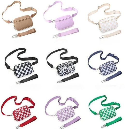 Nylon Double Compartment Crossbody and Wristlet