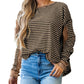 Stripe Thermal Knit Drop Shoulder Casual Top