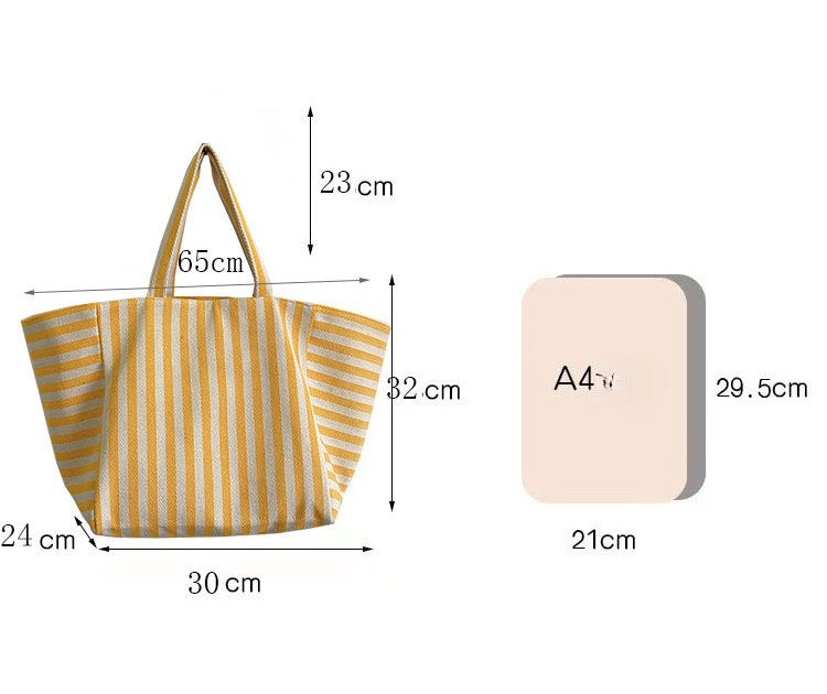 Large Capacity Striped Tote Bag