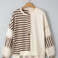Stripe Stitched Detail Color Block Patchwork Oversized Pullover Top