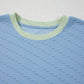 Corded Knit Contrast Trim Round Neck Cap Sleeve 2pcs Short Set
