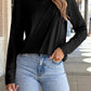 Asymmetric Seam Detail Solid Color Long Sleeve Top