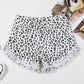 Leopard Frayed Hem Denim Shorts