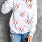 Sequin Bow Baseball Patched Casual Sweatshirt