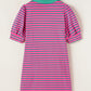 Collared V Neck Puff Sleeve T Shirt Dress