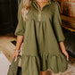 Quarter Zip Collar Bracelet Sleeve Textured Mini Dress