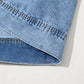 Short Sleeve Collared Patched Pocket Denim Mini Dress