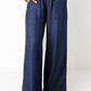 High Waist Pockets Frilled Smocked Wide Leg Jeans