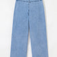 Western Washed Bow Knot Sash Wide Leg Jeans