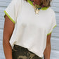 Contrast Trim Round Neck Short Sleeve Loose Knit Sweater