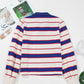 Color Block V Neck Loose Fit Sweatshirt