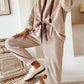 Hoodie and High Waist Pants Corduroy Suit