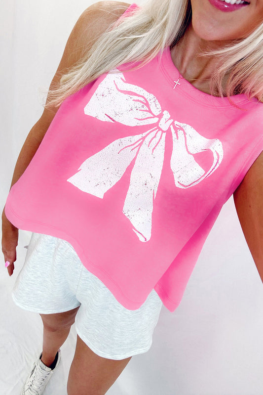 Bow Print Boxy Fit Tank Top