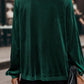 Keyhole Neck Long Sleeve Velvet Blouse
