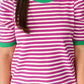 Sleeve Contrast Trim Round Neck Tee