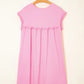 Frilled Trim Crew Neck Loose Fit Mini Dress