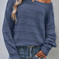 Boat Neck Drop Shoulder Pointelle Knit Sweater