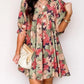 Floral Print Frilled Collar V Neck Half Sleeve Mini Dress