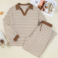 Collared Pullover Top and Drawstring Pant Set
