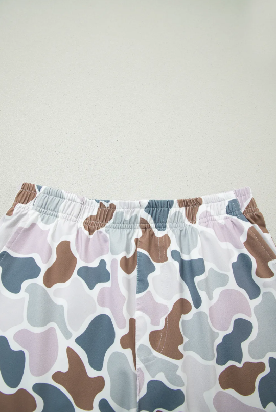 Camouflage Printed Cropped Tank Athleisure 2pcs Short Set