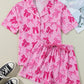 Bow Print Half Sleeve Shirt and Shorts Pajamas Set