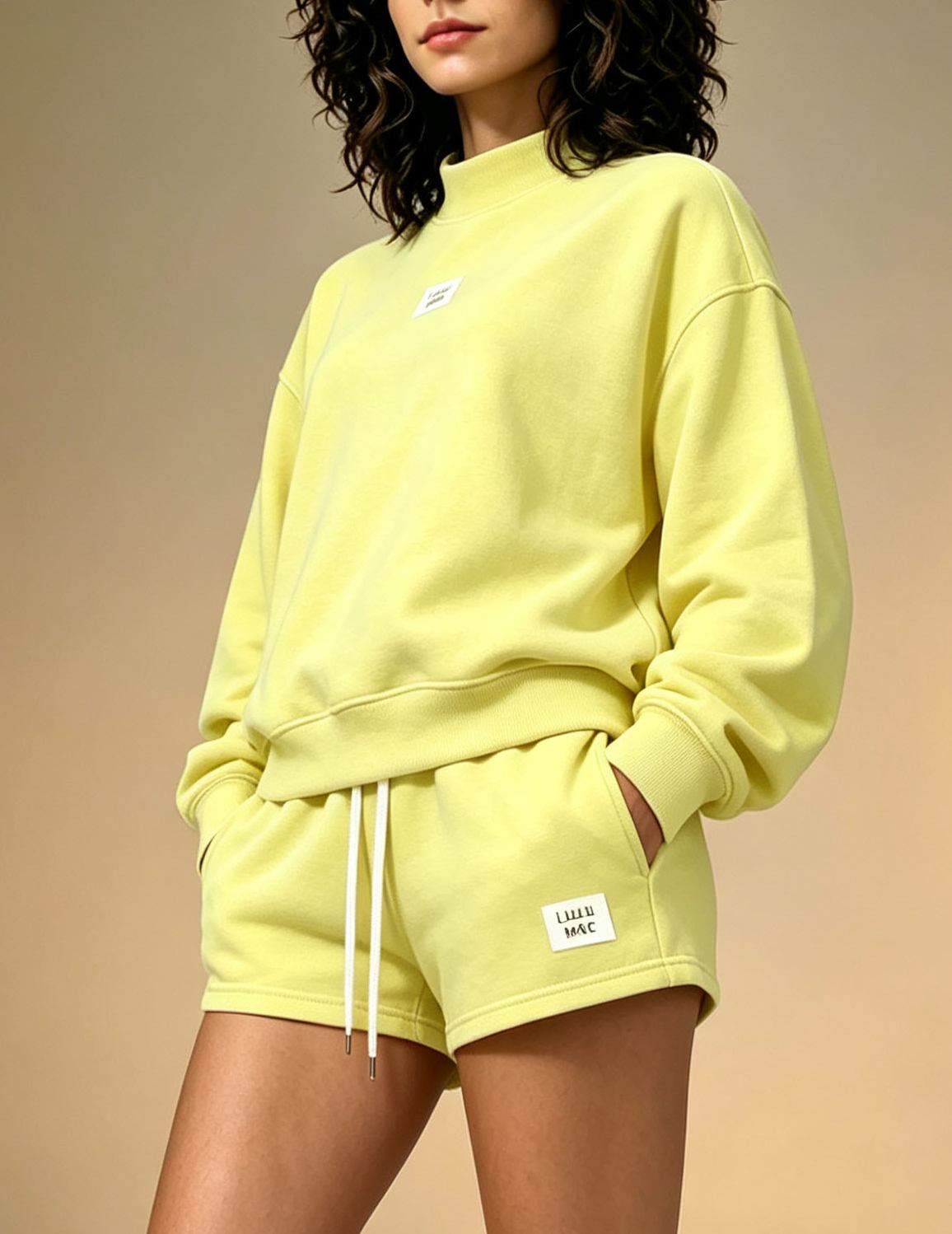 High-neck Top and Shorts Set