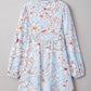 Floral Print Tie Neck 3/4 Sleeve Mini Dress