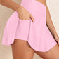 Solid Pocketed Crossover High Waist Swim Skort