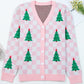 Christmas Tree Pattern Button V Neck Cardigan Sweater