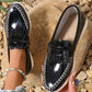 Glossy PU Leather Pointed Toe Slip On Loafers