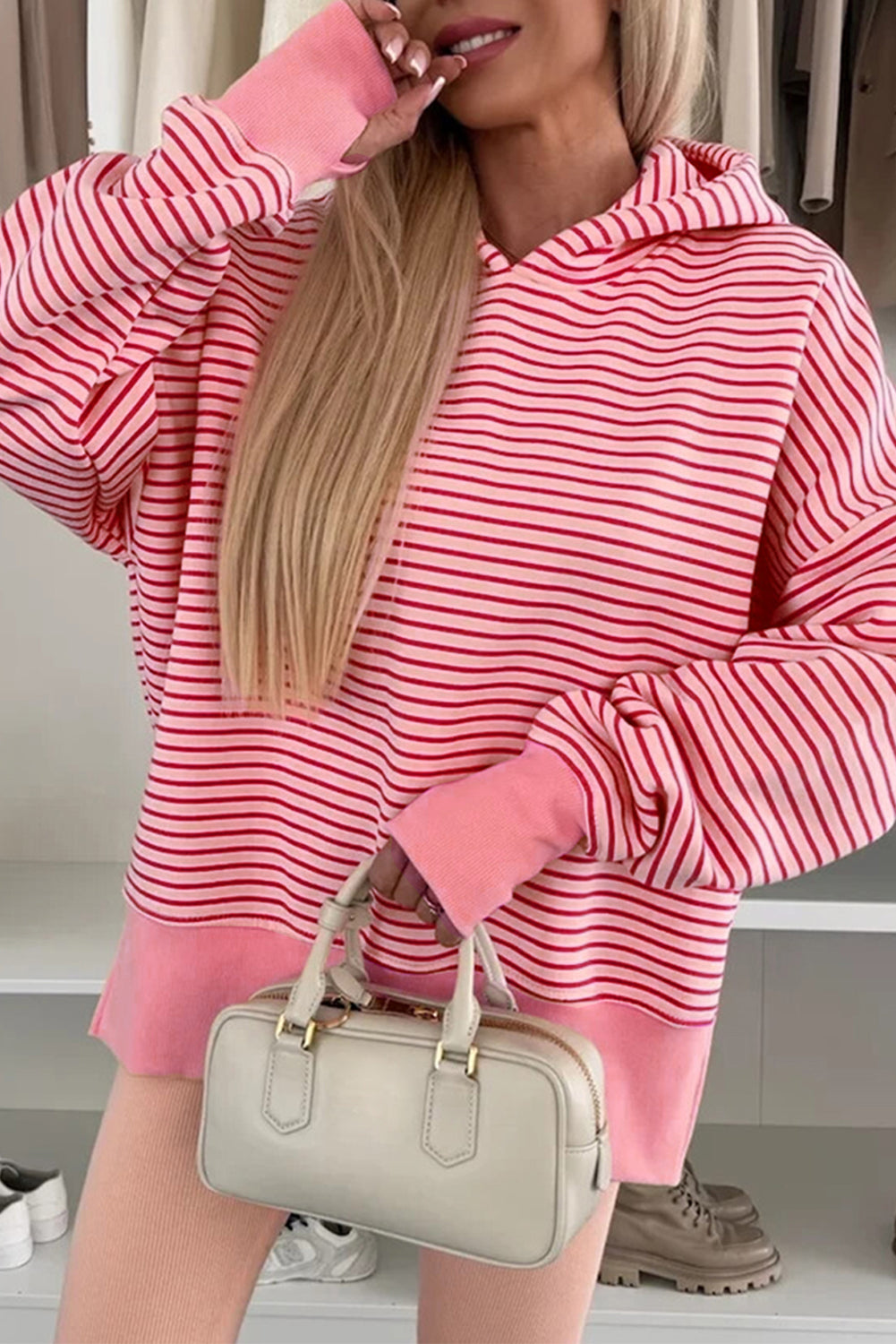 Side Slits Drop Shoulder Loose Fit Hoodie