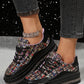 Shiny Sequin Slip On Thick Sole Flat Shoes