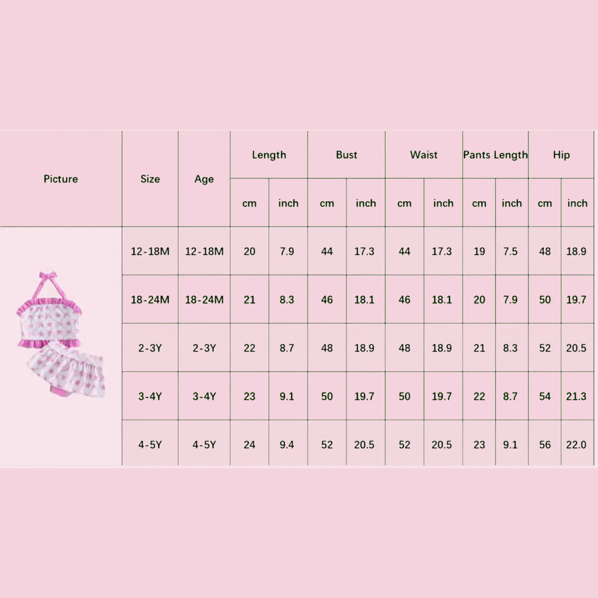 2Pcs Toddler Girl Swimsuit Set Sleeveless Halter Neck