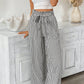 Stripe Tied High Waist Loose Straight Casual Pants
