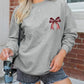 Football Bow Print Drop Shoulder Pullover Sweatshirt
