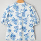 Floral Tiered Puff Short Sleeve Pleated Bust Buttoned Casual Shirt