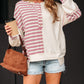Stripe Stitched Detail Color Block Patchwork Oversized Pullover Top
