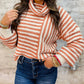Stripe Cowl Neck Drop Shoulder Sweater