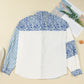 Leopard Striped Patchwork Casual Plus Shirt