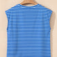 Ribbed Cap Sleeve Round Neck T Shirt