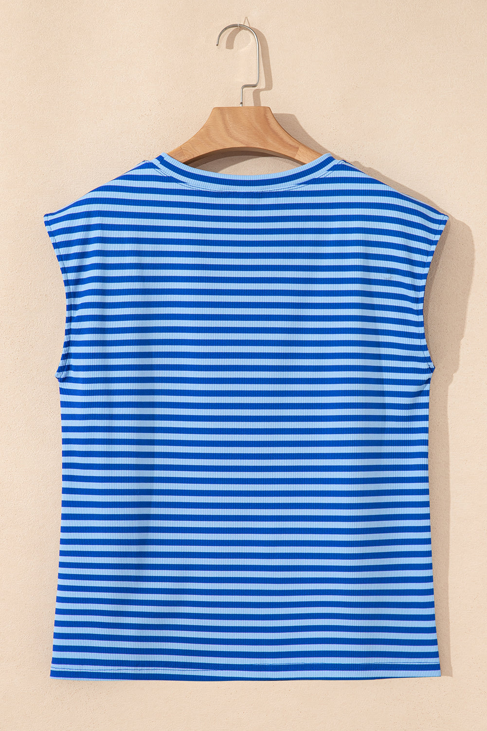 Ribbed Cap Sleeve Round Neck T Shirt