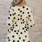 Polka Dot Printed Surplice V Neck Puff Sleeve Mini Dress
