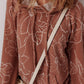 Floral Twisted Rib Drawstring Kangaroo Pocket Hoodie