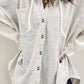 Button Up Contrast Knitted Sleeves Hooded Jacket