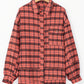 Plaid Side Split Distressed Hem Shirt