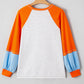 Color Block Raglan Sleeve Contrast Stitching Loose Fit Top